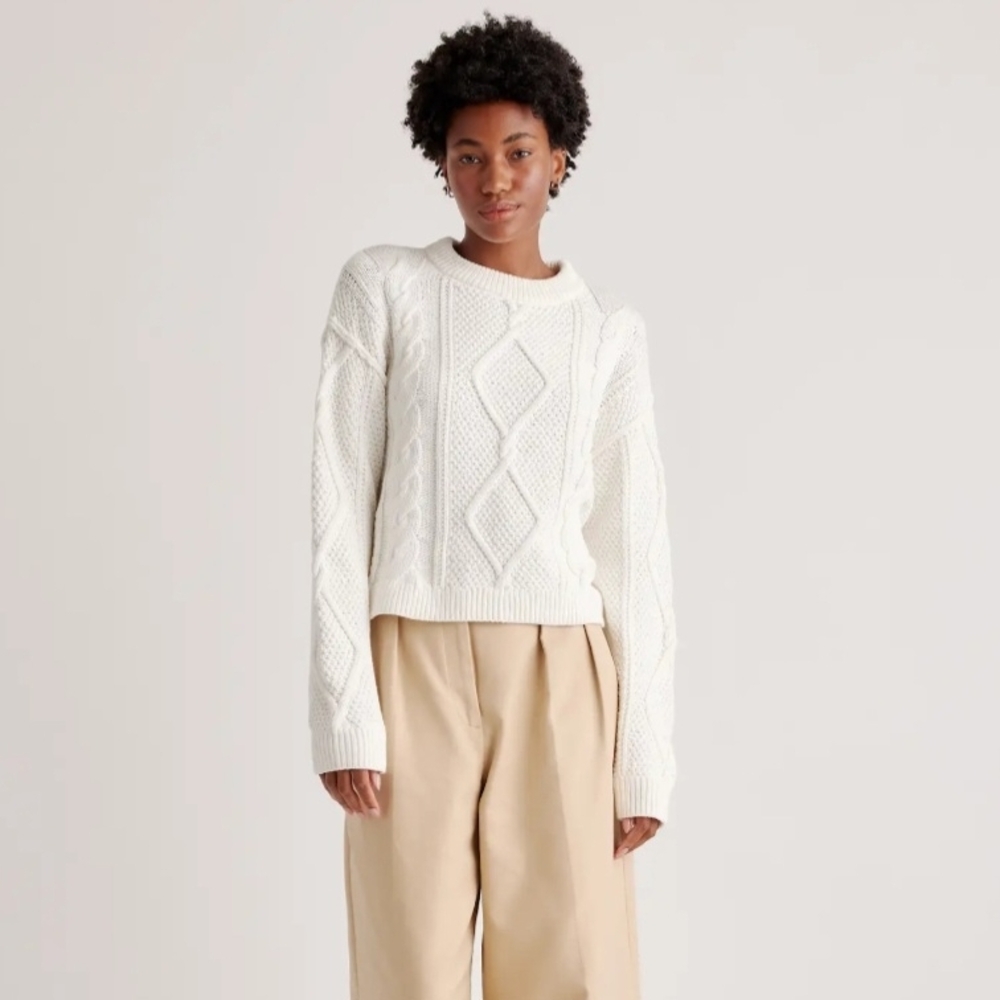 Quince Organic Cotton Cable Crop Sweater